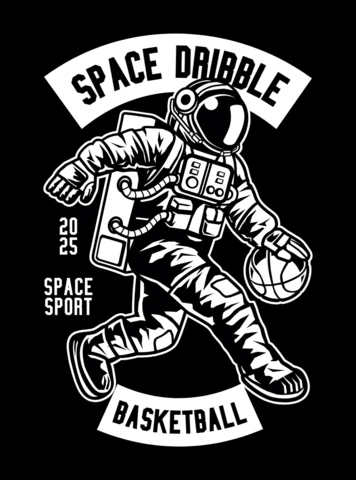 Space Dribble Basketball T-shirt Design Template