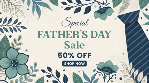 Conception d'un modèle pour les soldes de la fête des pères - promotion de 50 %