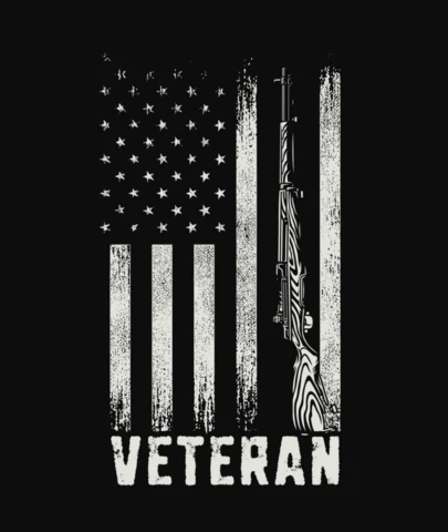 Veteran Gun And United States Flag T-Shirt Design