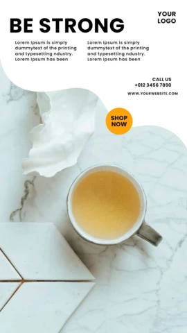Be Strong Coffee Shop Instagram Story Post Design Template