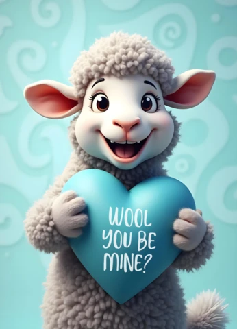 Adorable oveja plantilla de tarjeta de San Valentín - lindo diseño de felicitación de amor animal