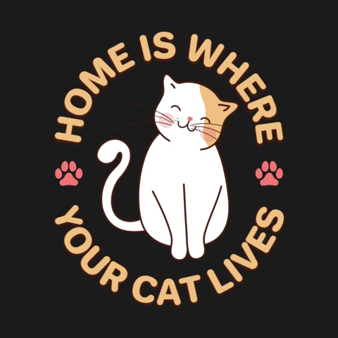 Cute Cat Home Quote T-Shirt Design Template