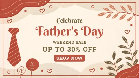 Father's Day Celebration Design Template with Vintage Floral Elements