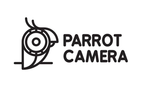 Szablon logo kamery z papugą