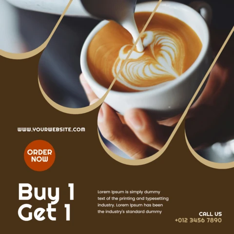 Plantilla de diseño de post promocional en redes sociales para cafeterías