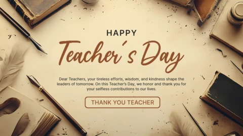Elegant Teacher's Day Greeting Template Design with Vintage Aesthetic