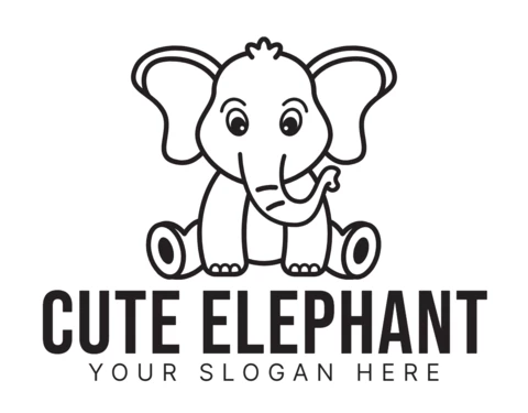 Cute Elephant Logo Design Template