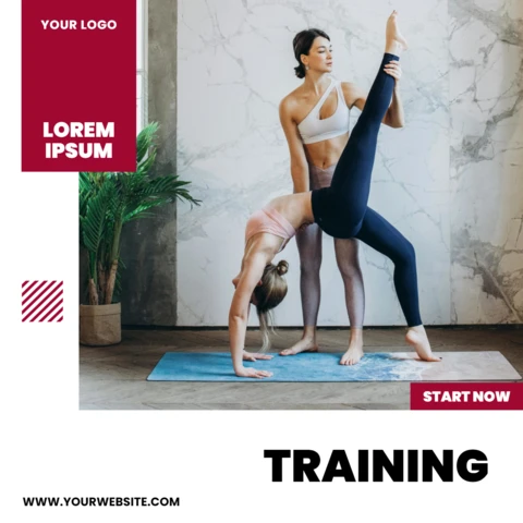 Modèle de conception de publication sur les réseaux sociaux pour la formation d'un professeur de yoga