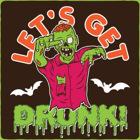 Szablon koszulki z pijanym zombie