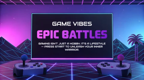 Retro-Gaming-Vorlage mit 3D-Arcade-Neon-Design für epische E-Sport-Schlachten