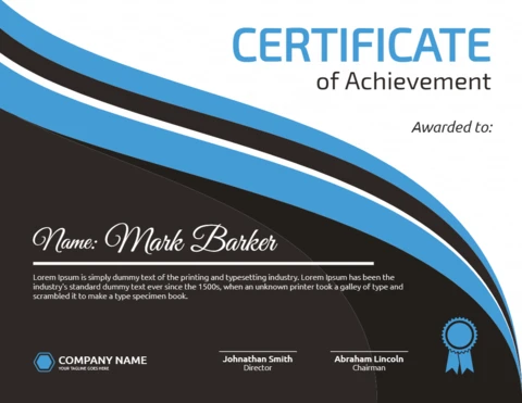 Modelo moderno de design de postagem de certificado de conquista de funcionário corporativo