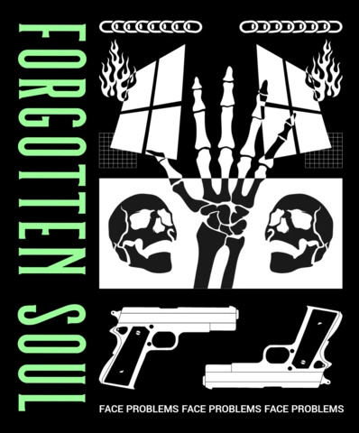 Urban Skeleton Graphic Design Template for Apparel