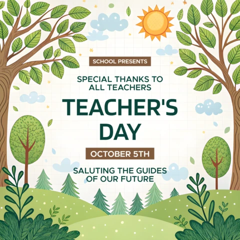 Editable Teacher's Day Celebration Template - Whimsical Nature Design