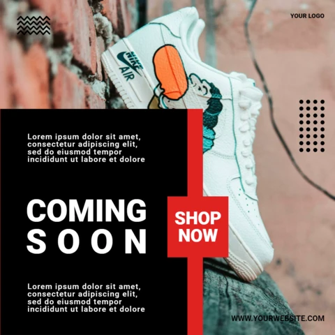 Vendita di scarpe da ginnastica in arrivo modello di design per post instagram