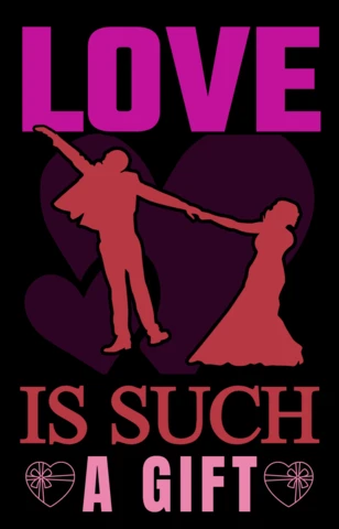 Romantic Love Design Template with Silhouette Style