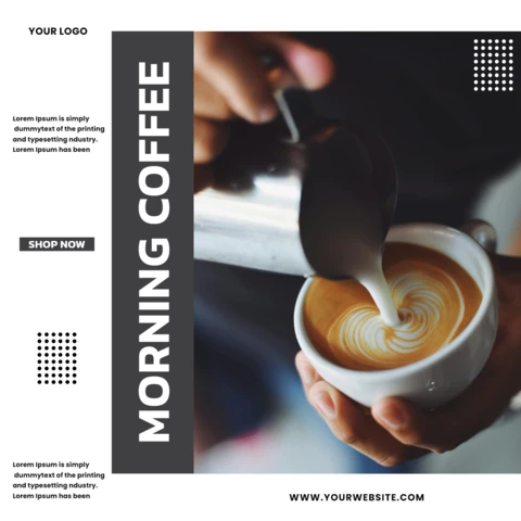 Plantilla de diseño de post promocional de café matutino en redes sociales