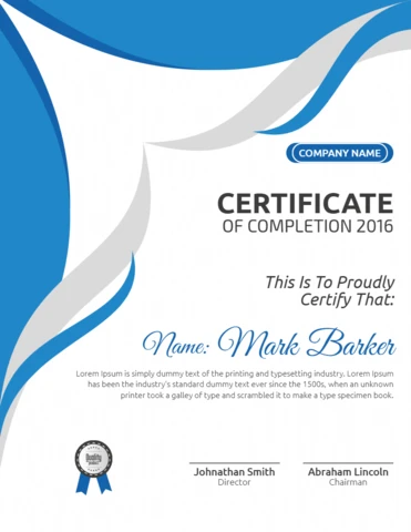 Modern Abstract Certificate Of Completion Post Design Template