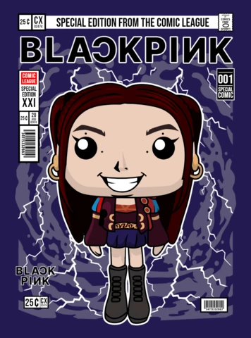 Blackpink Cartoon Character Magazine Cover Design Template