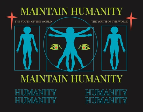 Humanity Design Template for T-Shirt with Retro Graphic Style
