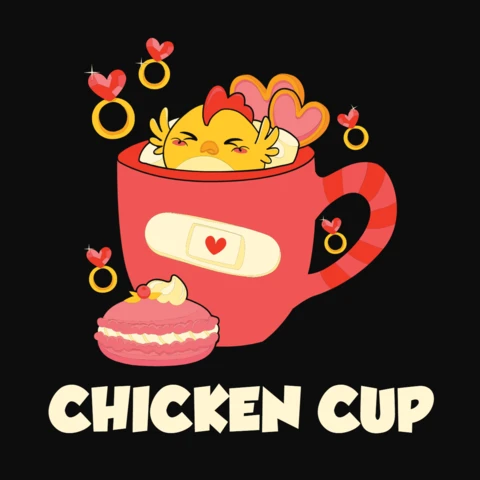 Kawaii Chick Cup Valentine's Day T-Shirt Design Template