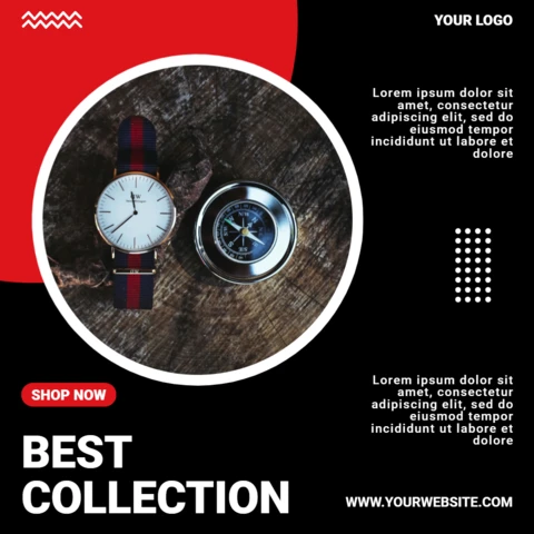 Schwarz und rot geometrische Instagram Anzeige Post Design Vorlage