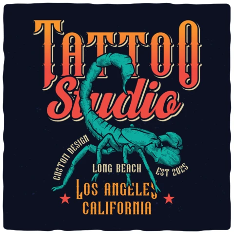 Scorpion Tattoo Studio T-shirt Design Template