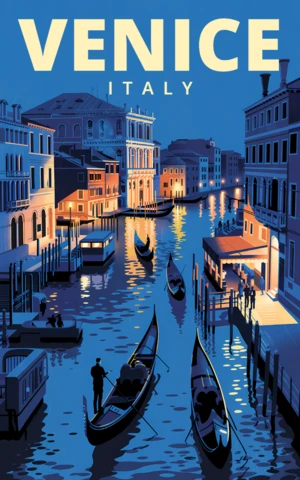 Venice Italy Retro Design Template for Travel Posters