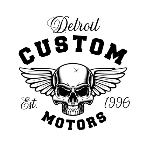 Emblem Of Skull With Wings T-Shirt Design Template