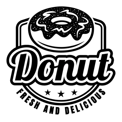 Modèle de logo pour une boutique de beignets frais et délicieux