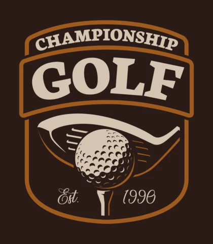 Golf Club Ball Emblem Logo Design Template
