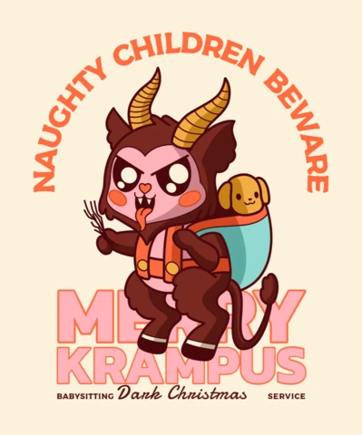 Naughty Children Krampus T-shirt Design Template