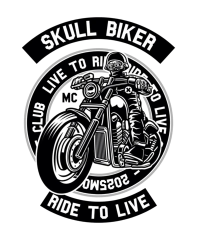 Modèle de conception de t-shirt de motard avec crâne pour vivre