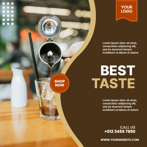 Best taste coffee plantilla de diseño de post de instagram