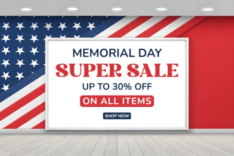 Template di design per la vendita del giorno della memoria patriottica - banner promozionale modificabile