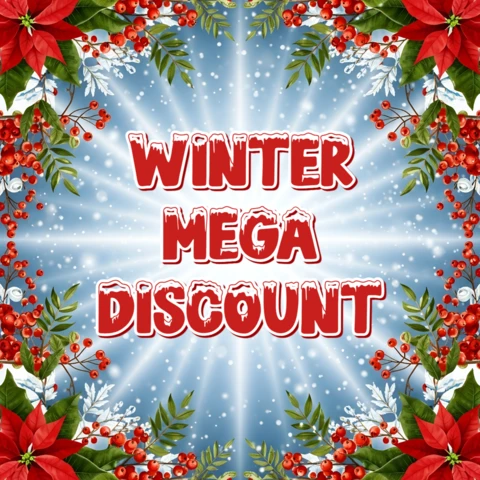 Winter Discount Promotion Template with Floral Design for Holiday Flyers