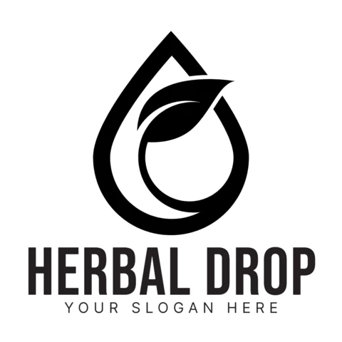 Herbal Drop Logo Design Template Black