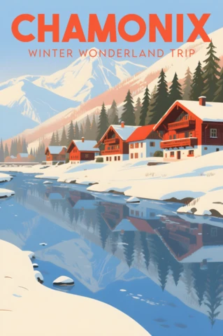 Chamonix Winter Wonderland Trip Design Template for Travel Poster
