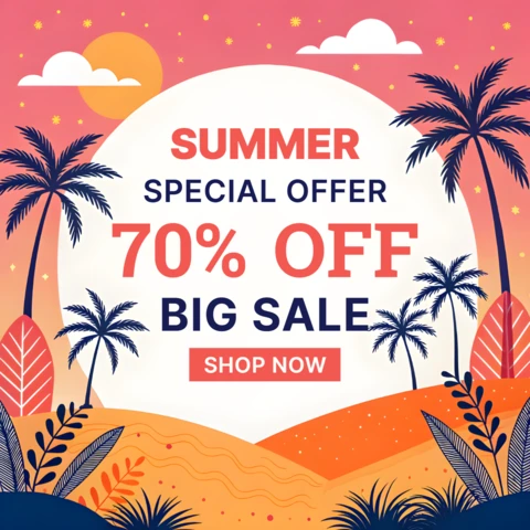 Summer Sale Design Template with Tropical Vibes and Bold Typography