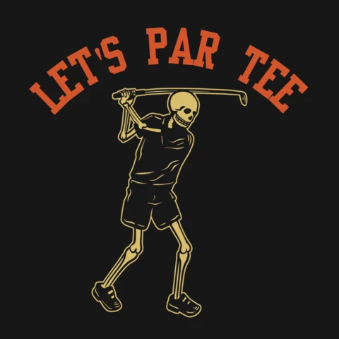 Squelette jouant au golf modèle de conception de t-shirt vintage