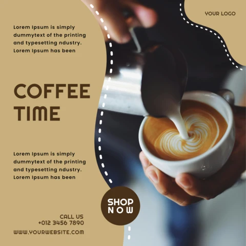Plantilla de diseño para publicación en redes sociales sobre la hora del café