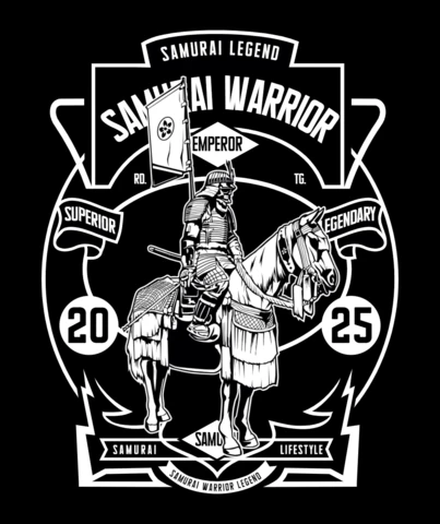 Samurai Warrior Retro T-shirt Design Template