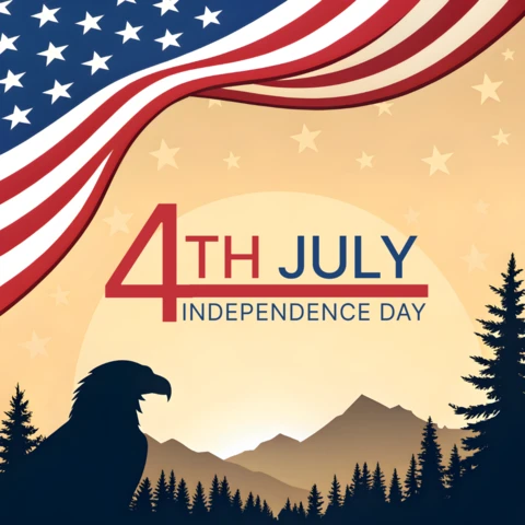 Independence Day Celebration Design Template with Eagle and American Flag