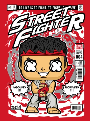 Street Fighter Ryu Cartoon Character Magazine Cover Design Template