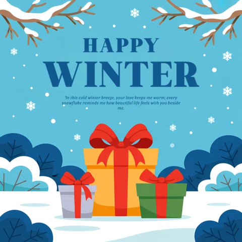 Winter Holiday Gift Box Design Template for Seasonal Greeting Cards