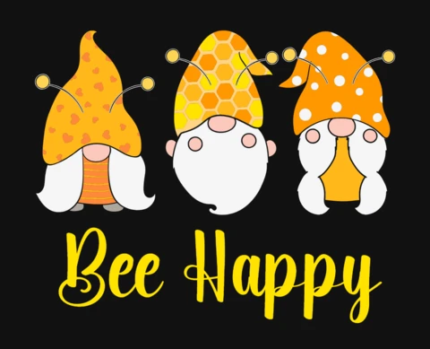 Bee-Happy Gnomie Spring T-Shirt Design Template