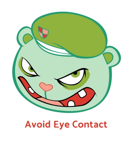 Avoid Eye Contact Angry Teddy Bear Cartoon T-shirt Template