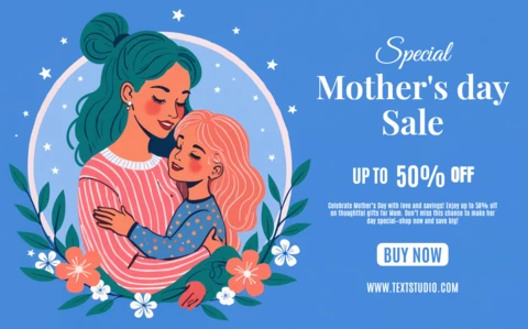 Plantilla de venta editable para el Día de la Madre - encantador diseño ilustrado con elementos florales