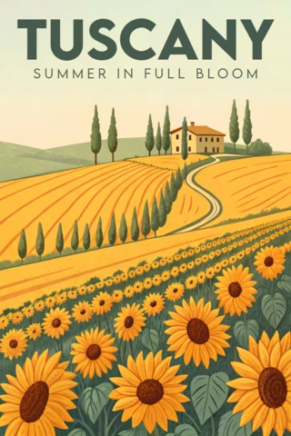 Tuscany Summer in Full Bloom Design Template for Posters
