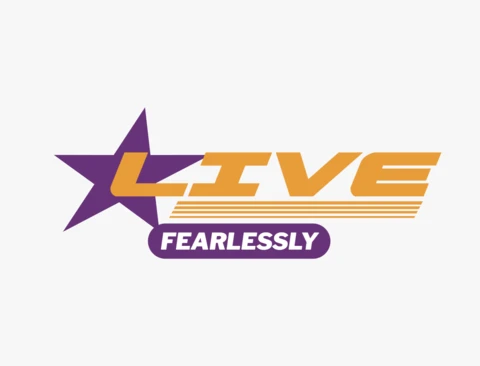 Live Fearlessly Motivational Starburst Graphic with Bold Contrast Colors T-Shirt Design Template