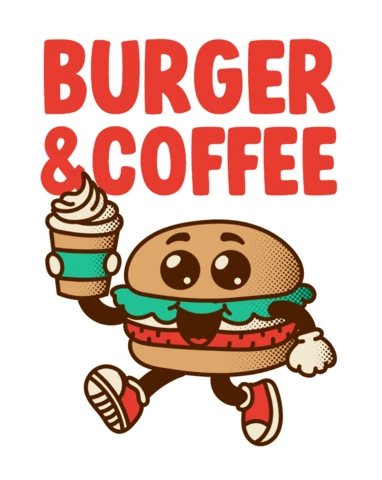Playful Burger and Coffee Character Design Template